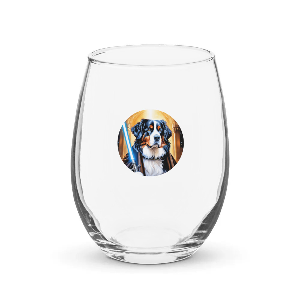 PugMug Custom Bernese Mountain Dog Stemless Wine Glass