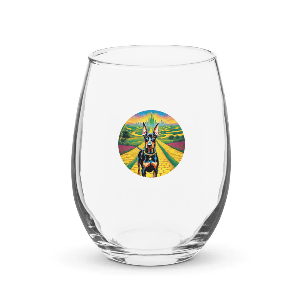 PugMug Custom Doberman Pinscher Stemless Wine Glass