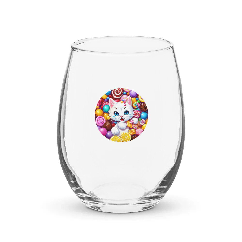 PugMug Custom White Companion Cat Stemless Wine Glass