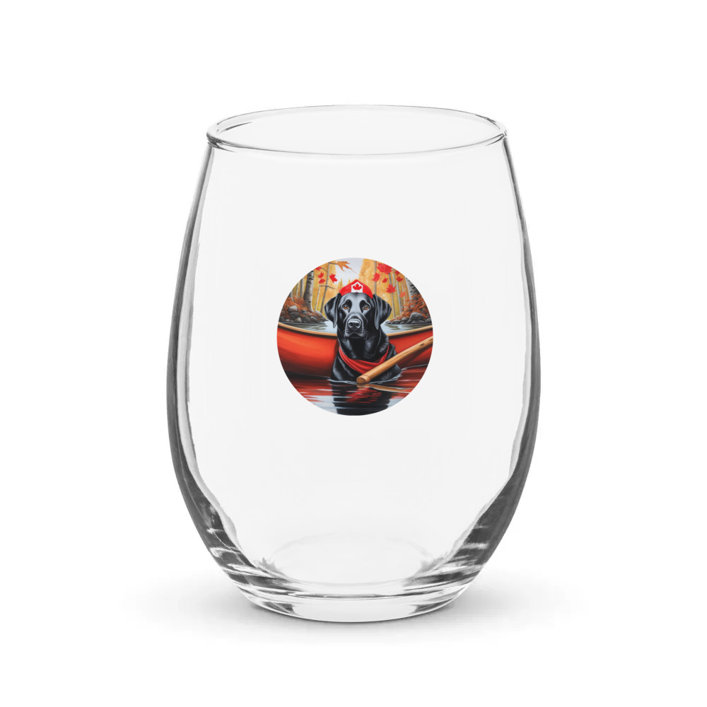 PugMug Custom Black Labrador Retriever Stemless Wine Glass