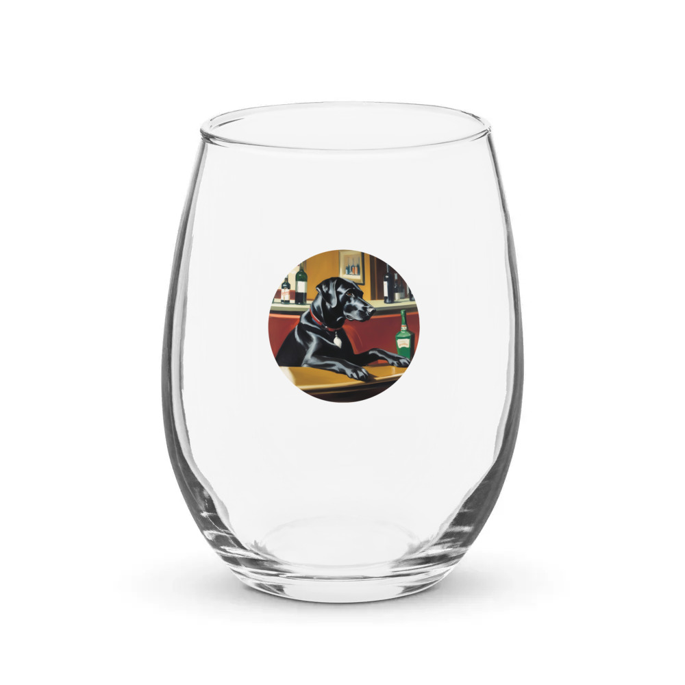 PugMug Custom Black Labrador Retriever Stemless Wine Glass