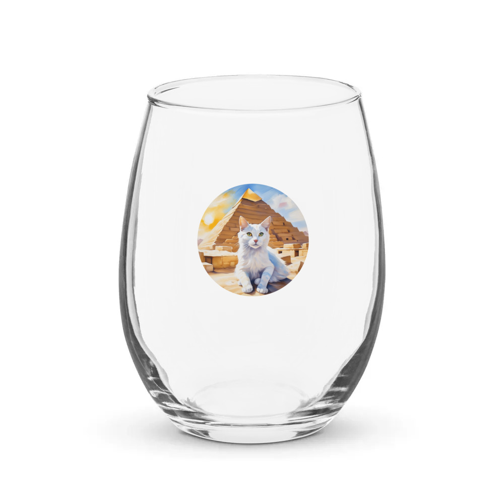 PugMug Custom White Companion Cat Stemless Wine Glass