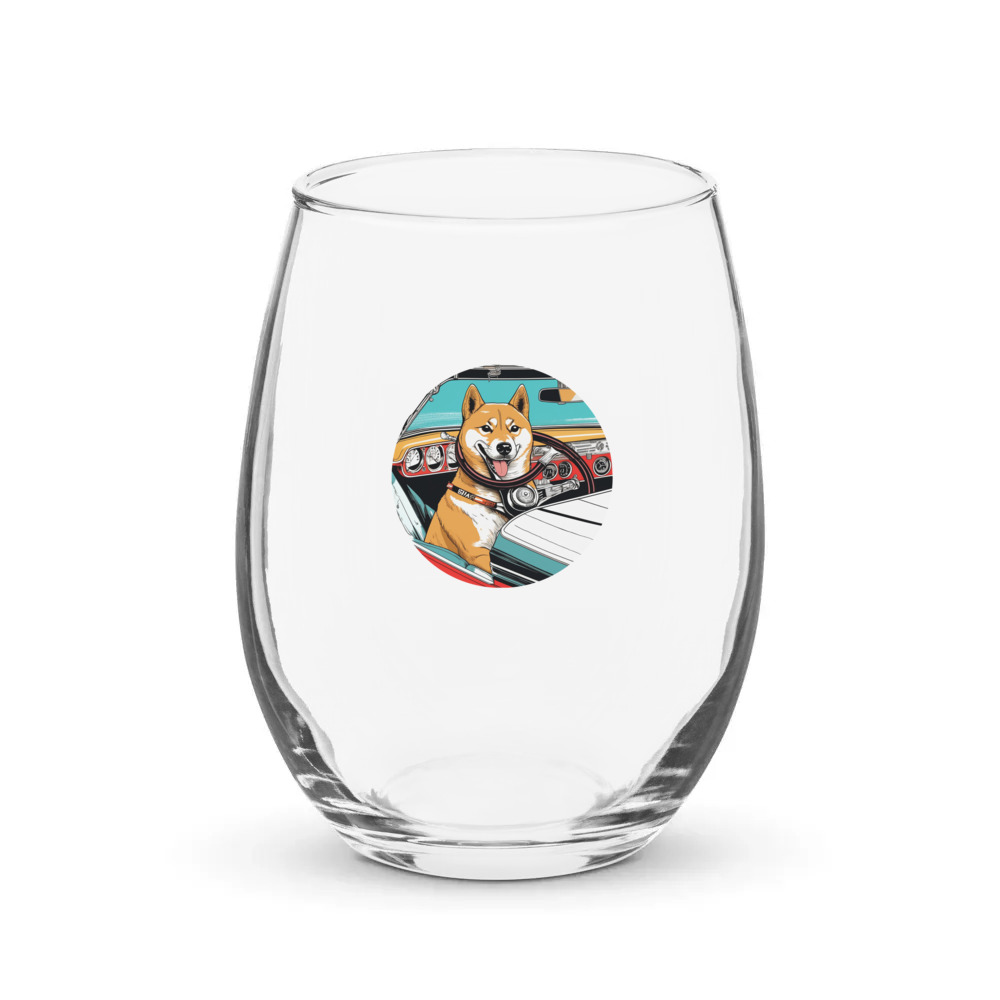 PugMug Custom Shiba Inu Stemless Wine Glass