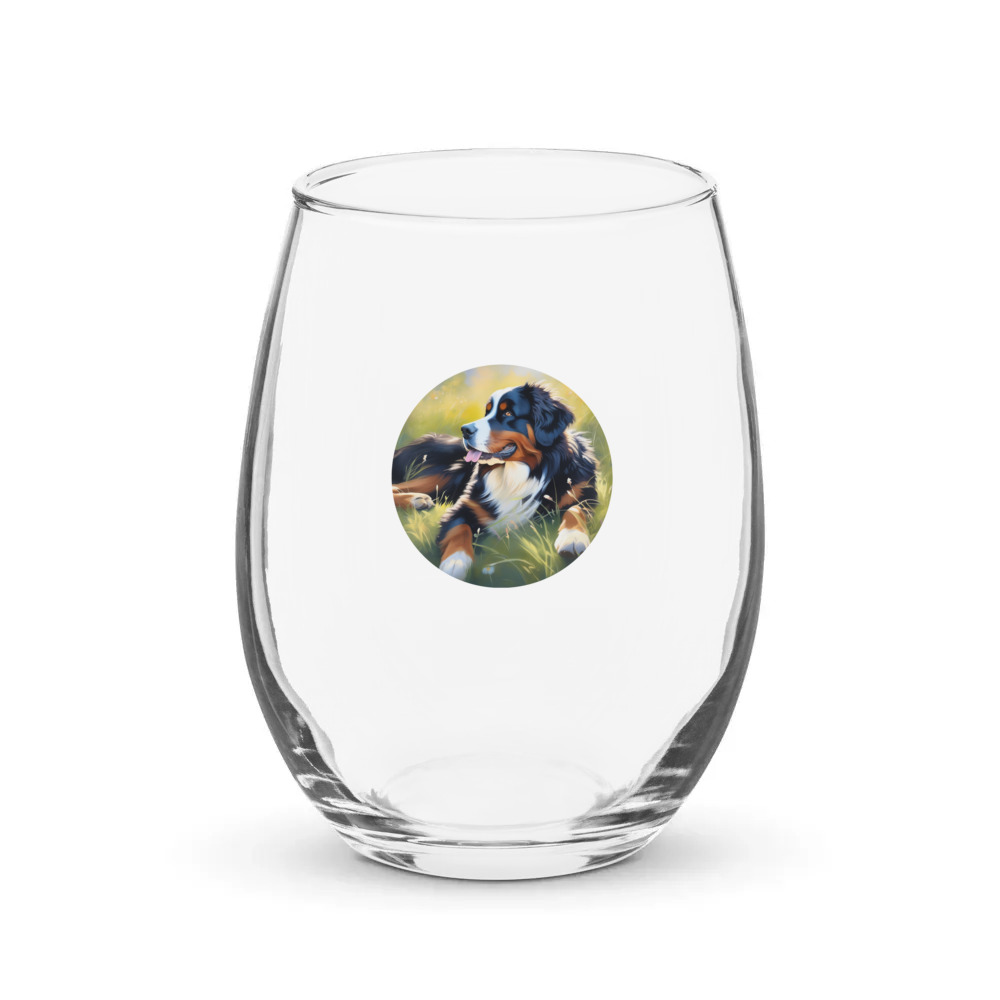PugMug Custom Bernese Mountain Dog Stemless Wine Glass
