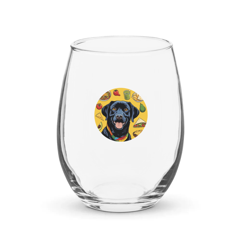 PugMug Custom Black Labrador Retriever Stemless Wine Glass
