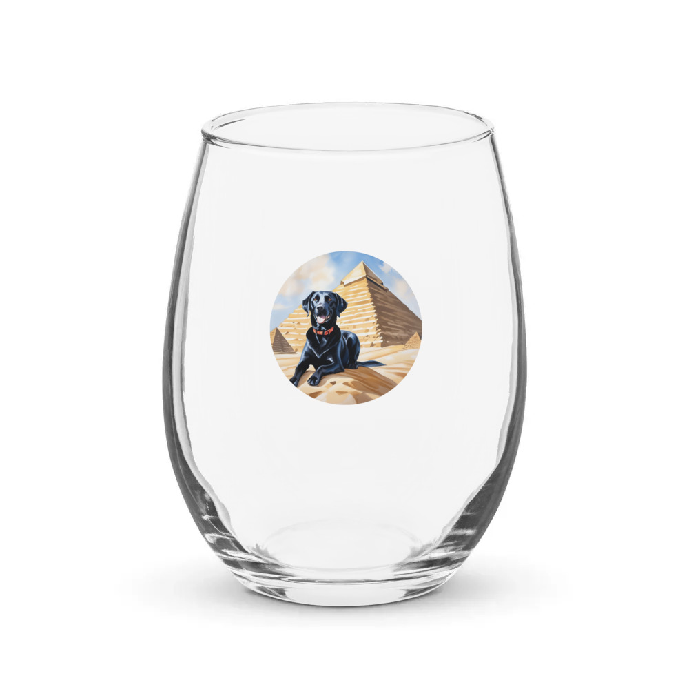 PugMug Custom Black Labrador Retriever Stemless Wine Glass