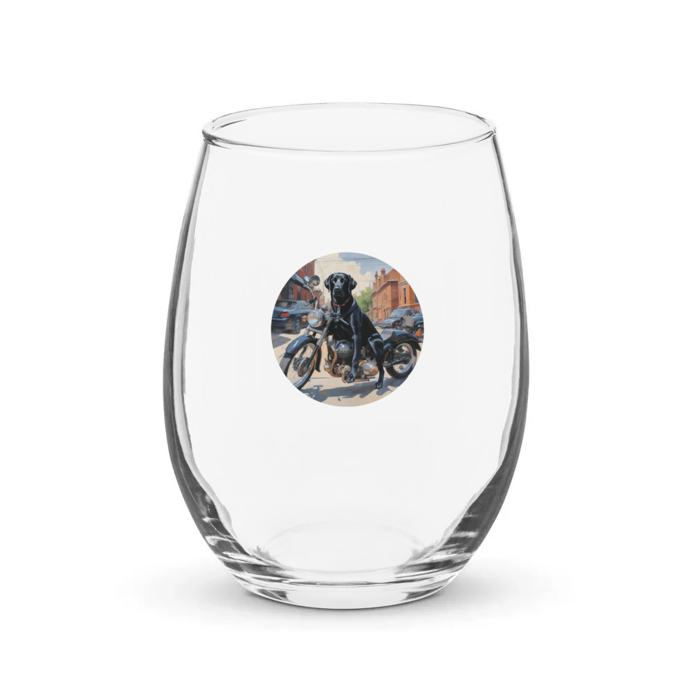 PugMug Custom Black Labrador Retriever Stemless Wine Glass