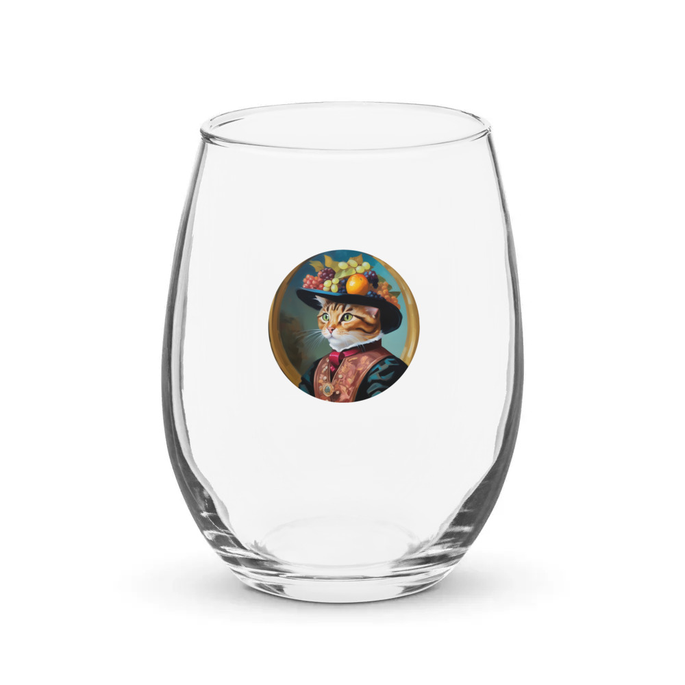 PugMug Custom Tabby Exotic Cat Stemless Wine Glass