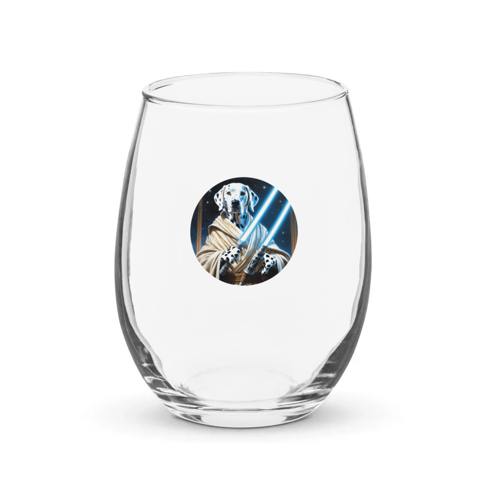 PugMug Custom Dalmatian Stemless Wine Glass