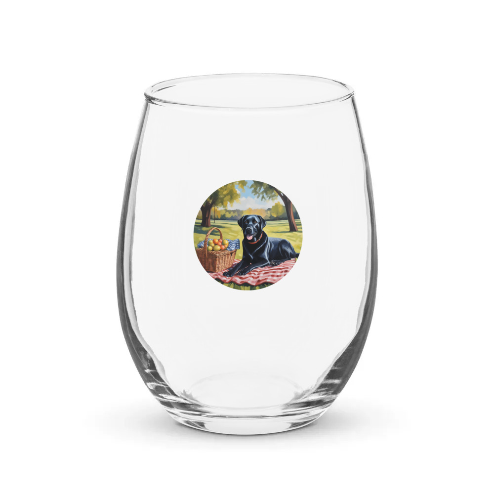 PugMug Custom Black Labrador Retriever Stemless Wine Glass