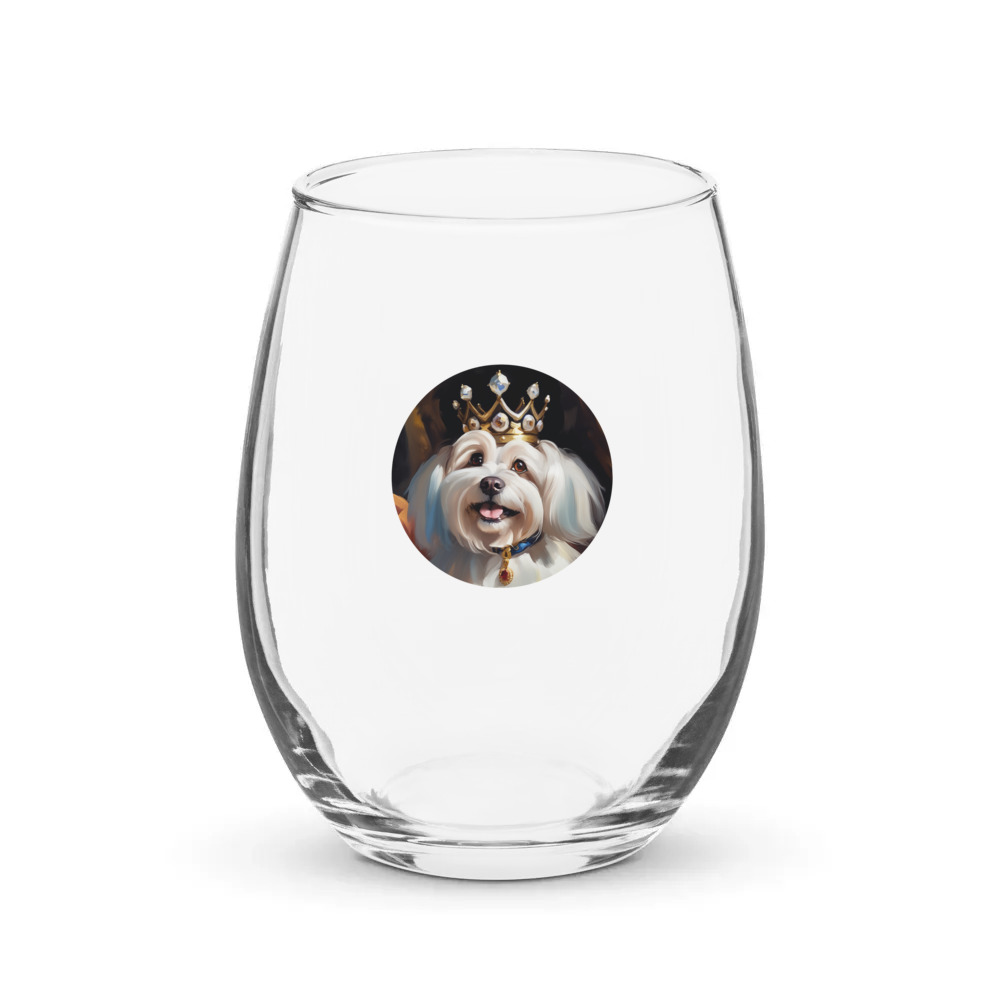 PugMug Custom White Havanese Dog Stemless Wine Glass