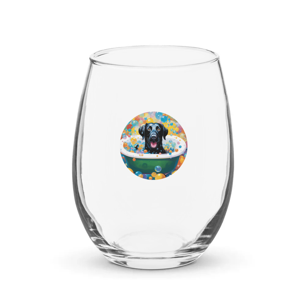 PugMug Custom Black Labrador Retriever Stemless Wine Glass