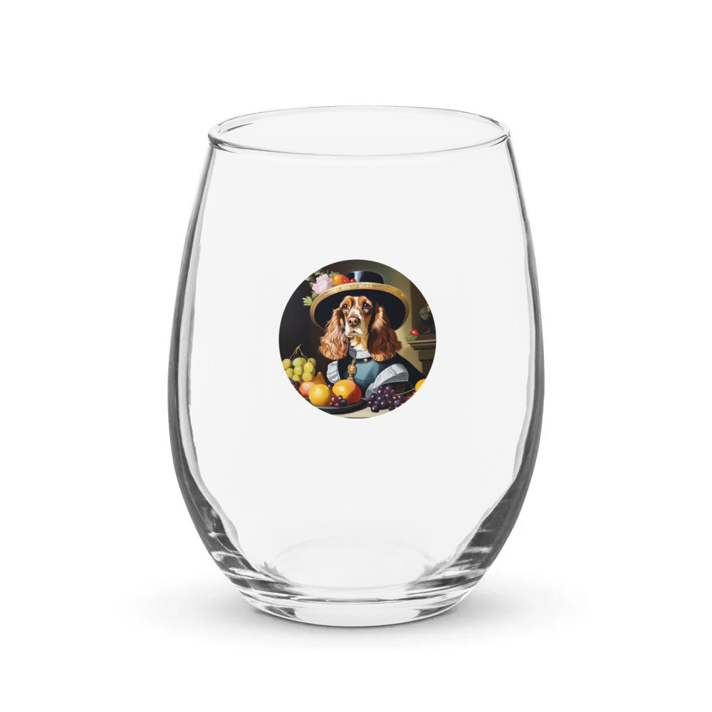 PugMug Custom English Cocker Spaniel Stemless Wine Glass