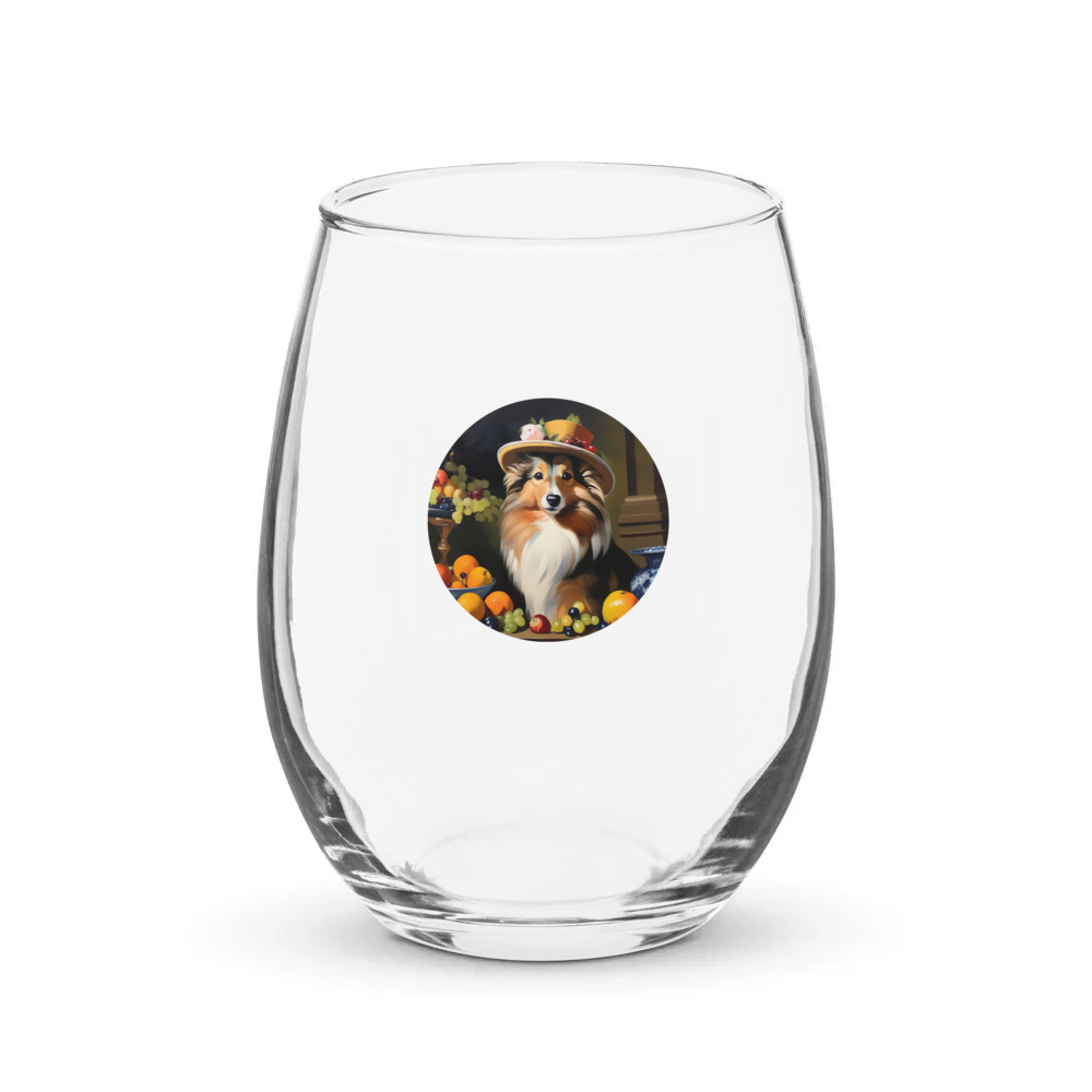 PugMug Custom Shetland Sheepdog Stemless Wine Glass
