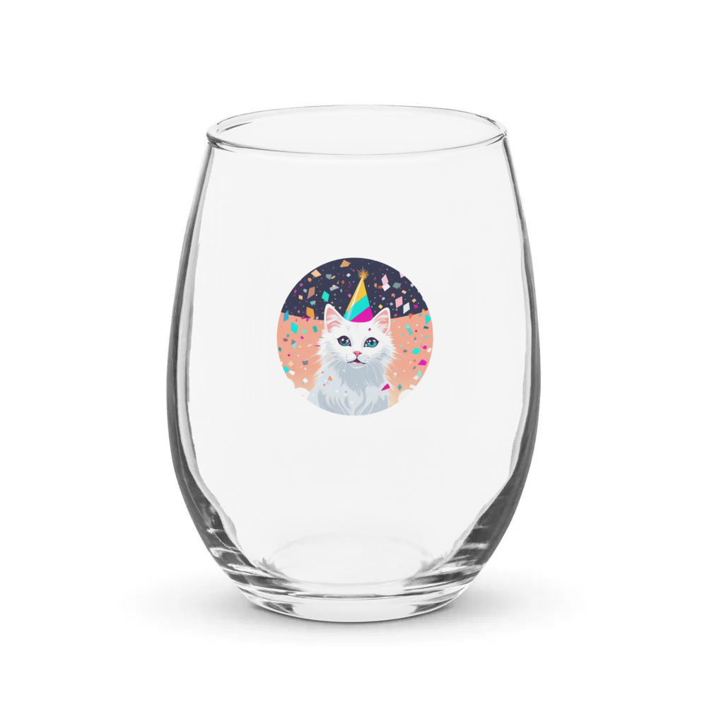 PugMug Custom White Companion Cat Stemless Wine Glass