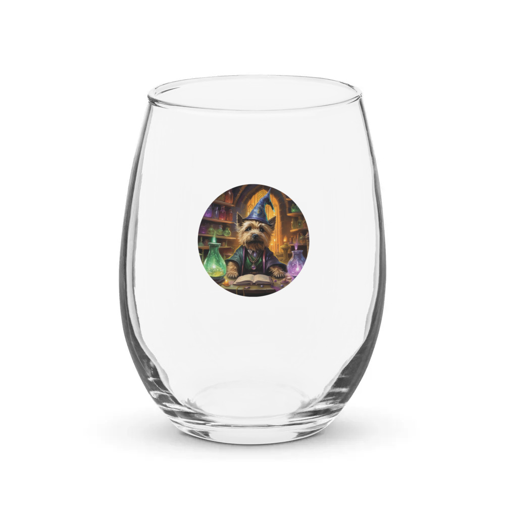 PugMug Custom Cairn Terrier Stemless Wine Glass