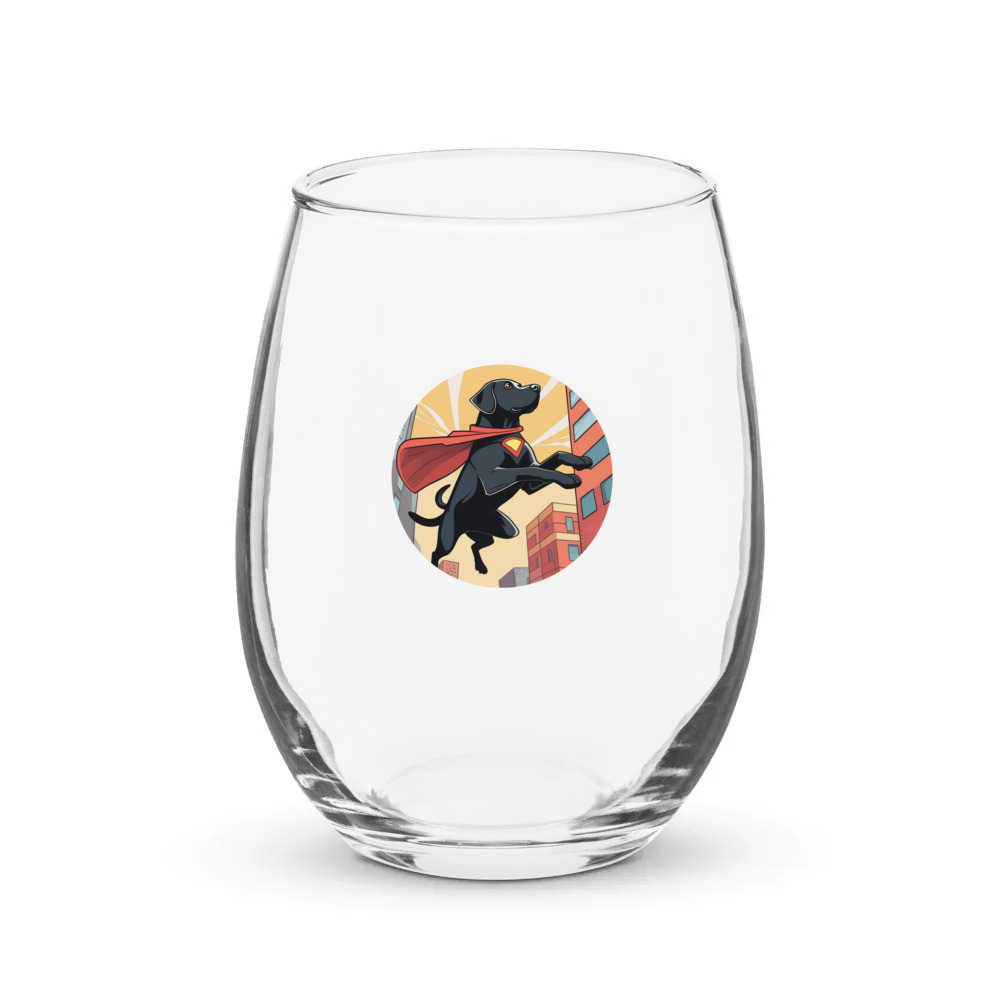 PugMug Custom Black Labrador Retriever Stemless Wine Glass