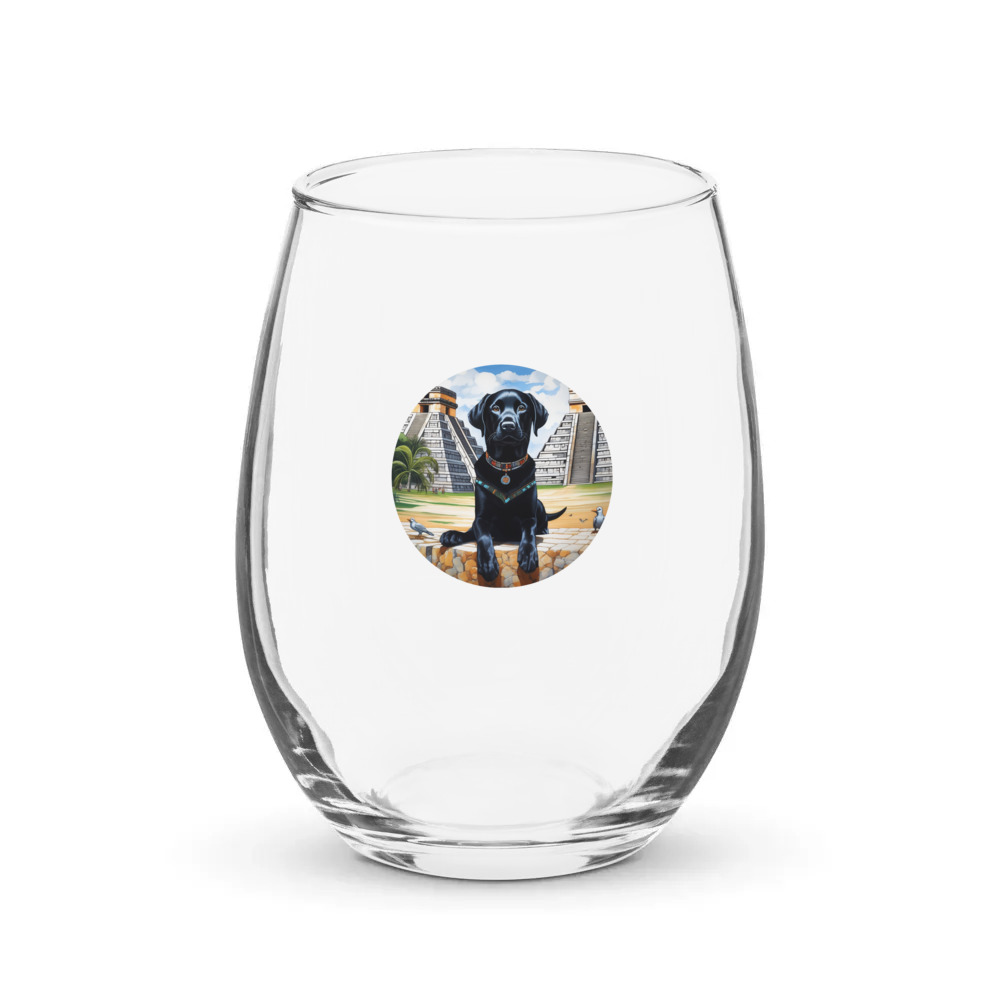 PugMug Custom Black Labrador Retriever Stemless Wine Glass