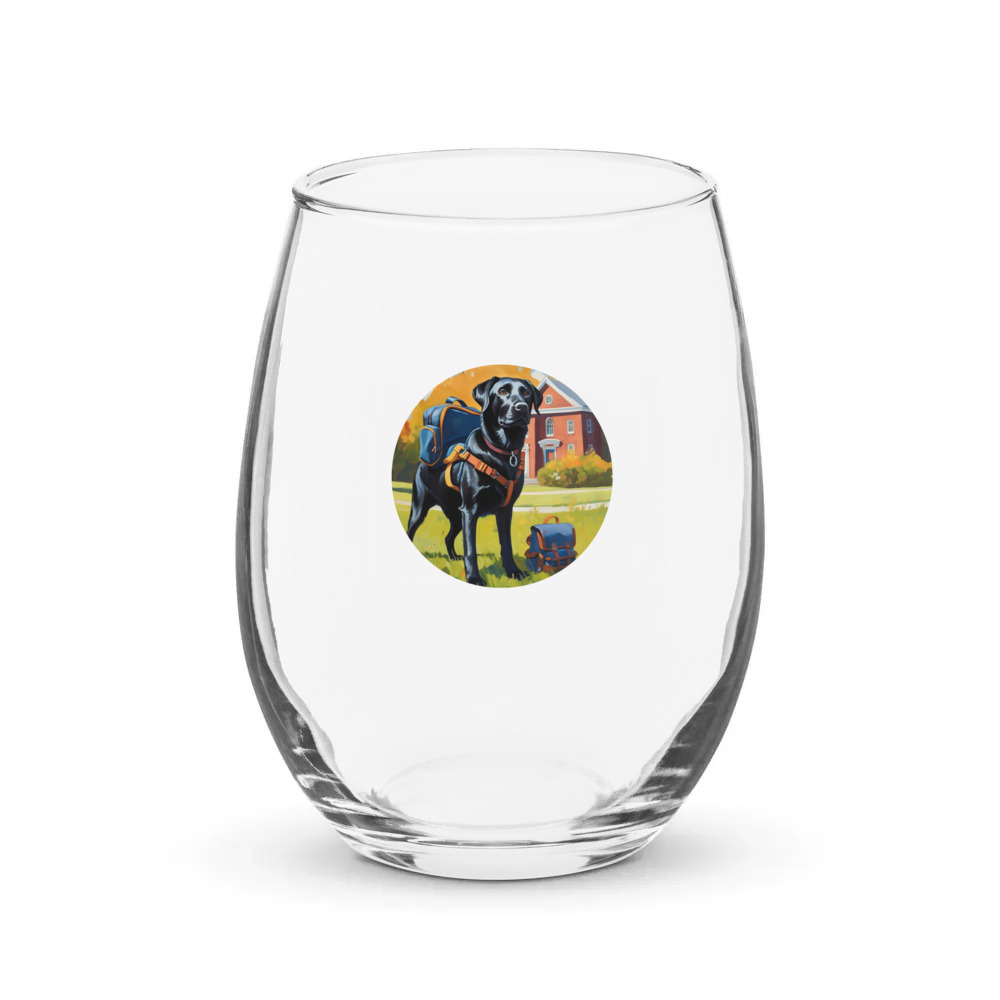 PugMug Custom Black Labrador Retriever Stemless Wine Glass