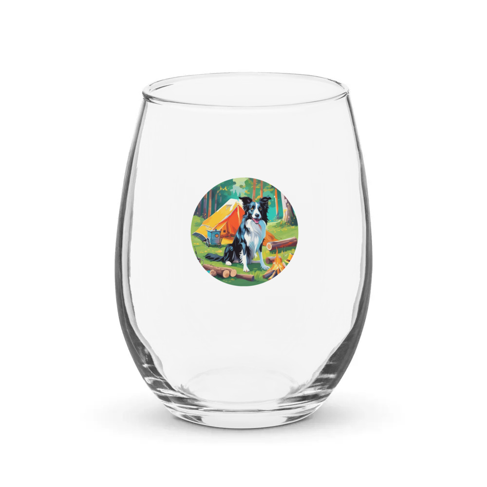 PugMug Custom Border Collie Stemless Wine Glass