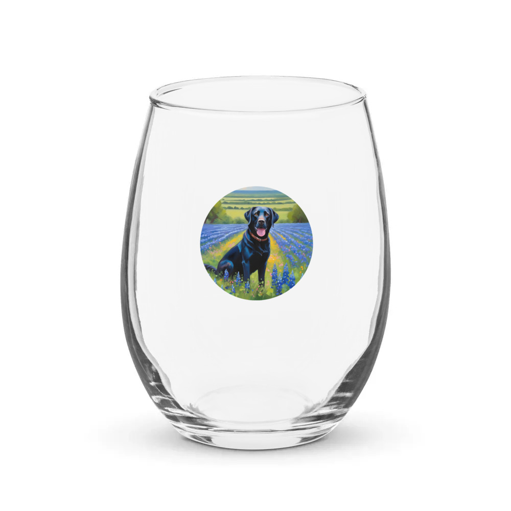 PugMug Custom Black Labrador Retriever Stemless Wine Glass