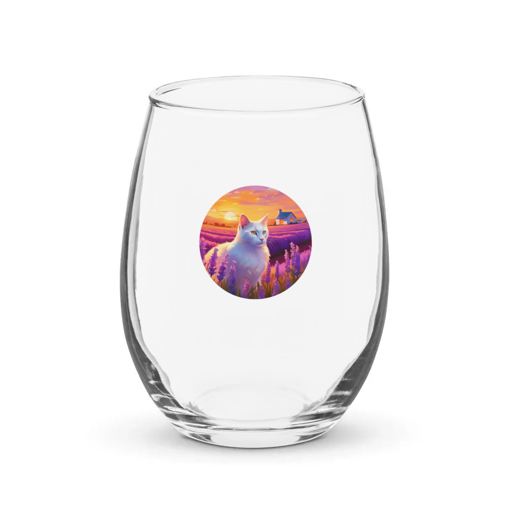 PugMug Custom White Companion Cat Stemless Wine Glass