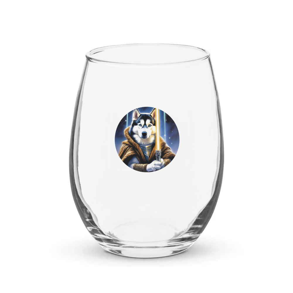 PugMug Custom Siberian Husky Stemless Wine Glass