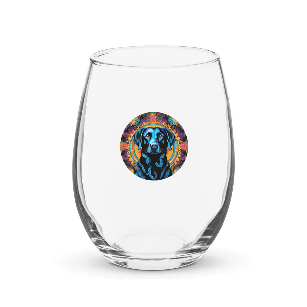 PugMug Custom Black Labrador Retriever Stemless Wine Glass