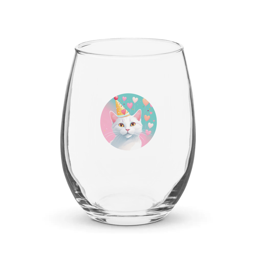 PugMug Custom White Companion Cat Stemless Wine Glass