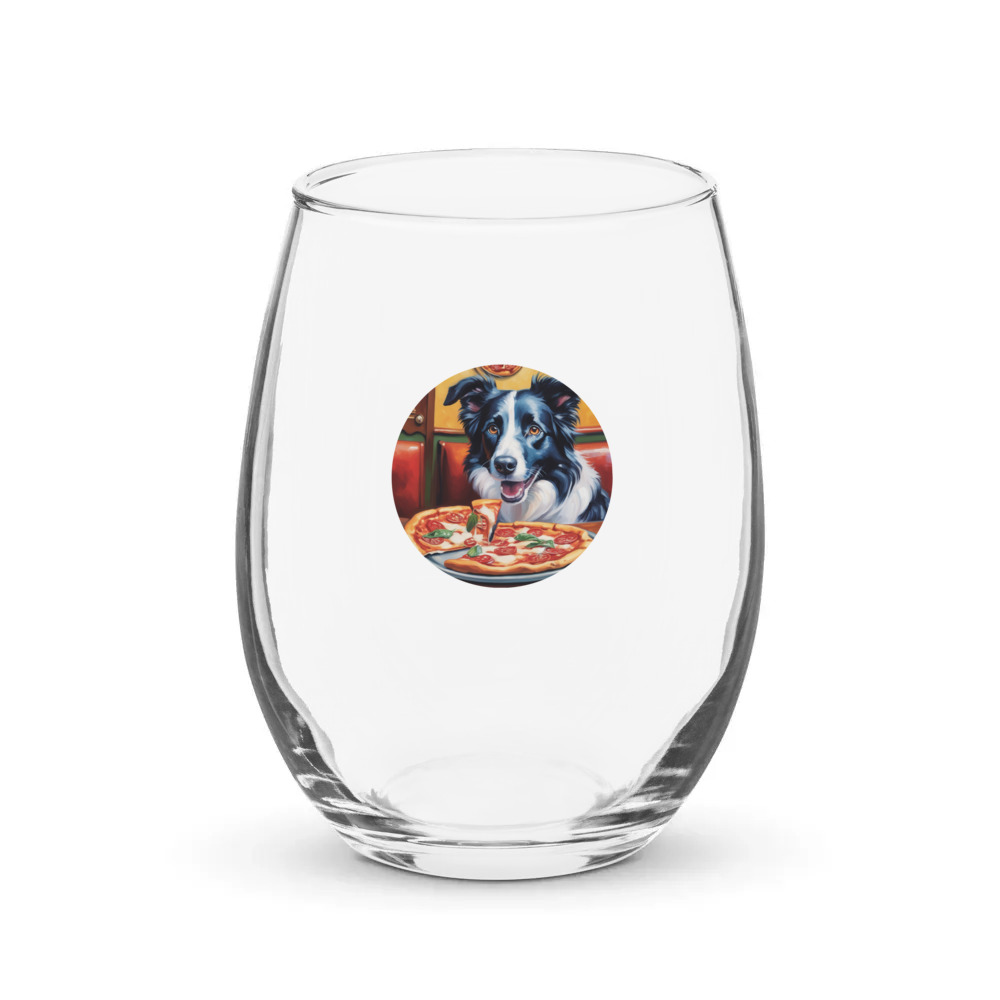 PugMug Custom Border Collie Stemless Wine Glass