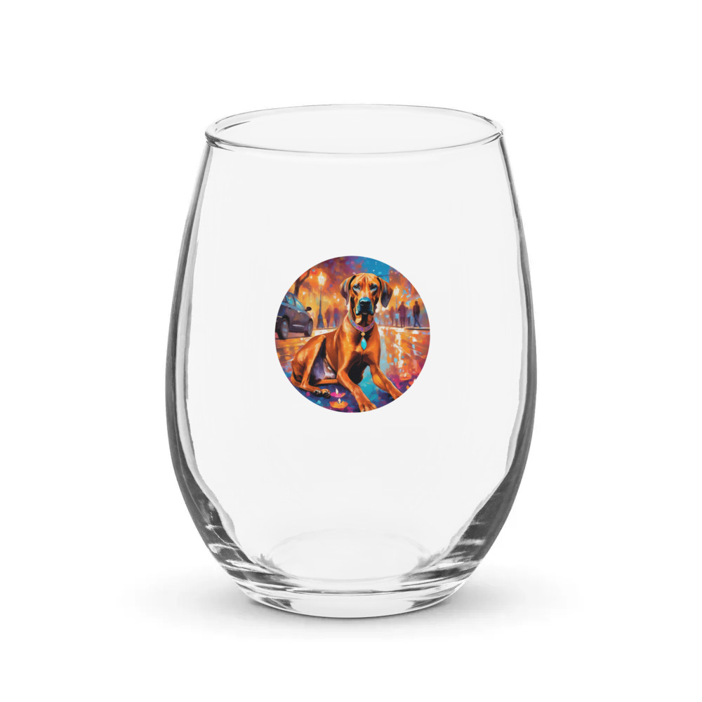 PugMug Custom Rhodesian Ridgeback Stemless Wine Glass