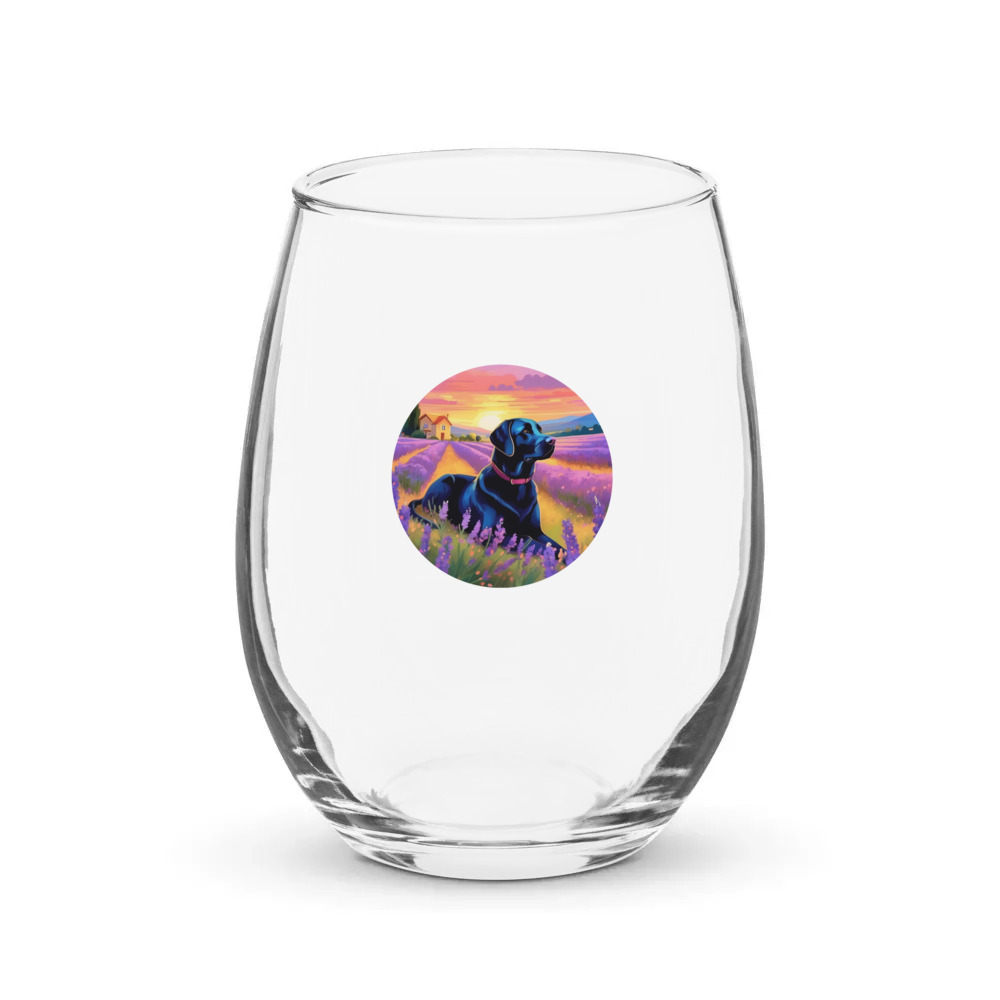 PugMug Custom Black Labrador Retriever Stemless Wine Glass
