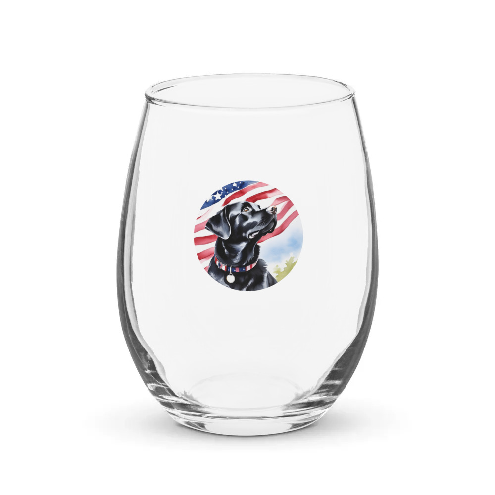 PugMug Custom Black Labrador Retriever Stemless Wine Glass