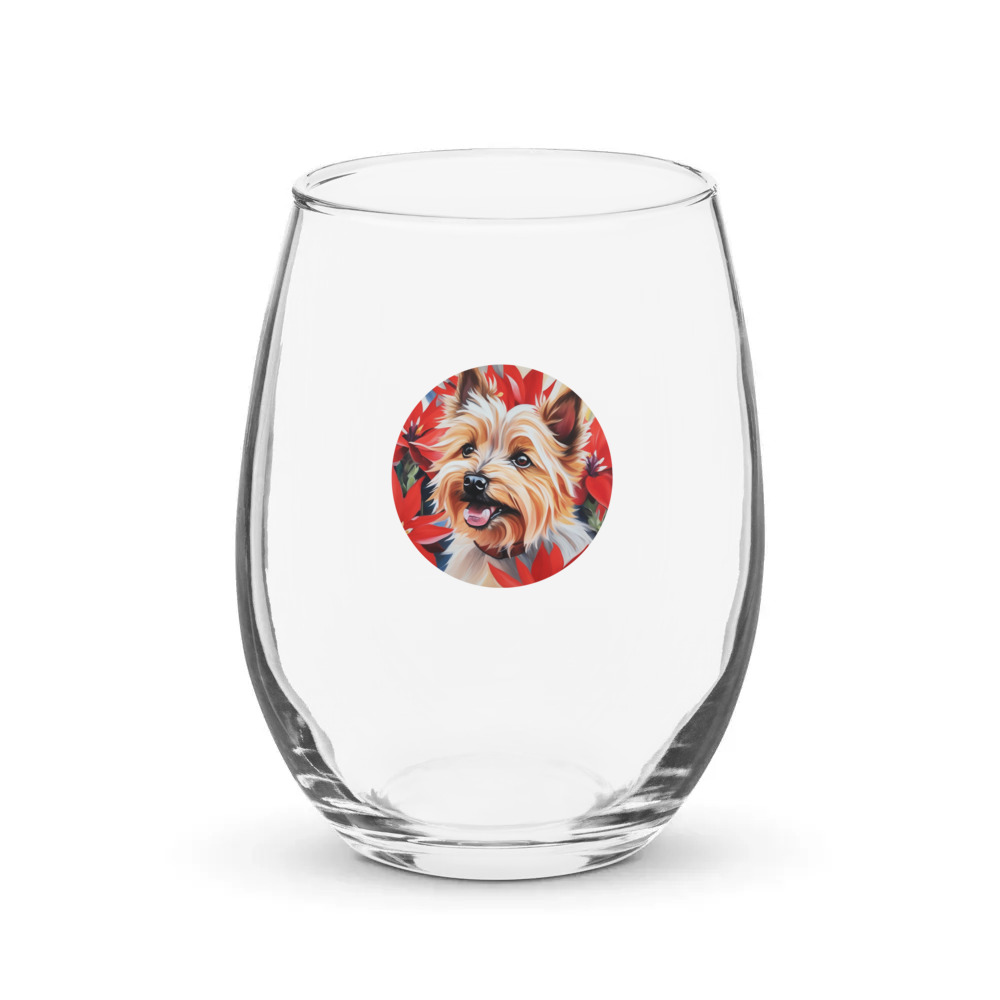 PugMug Custom Cairn Terrier Stemless Wine Glass