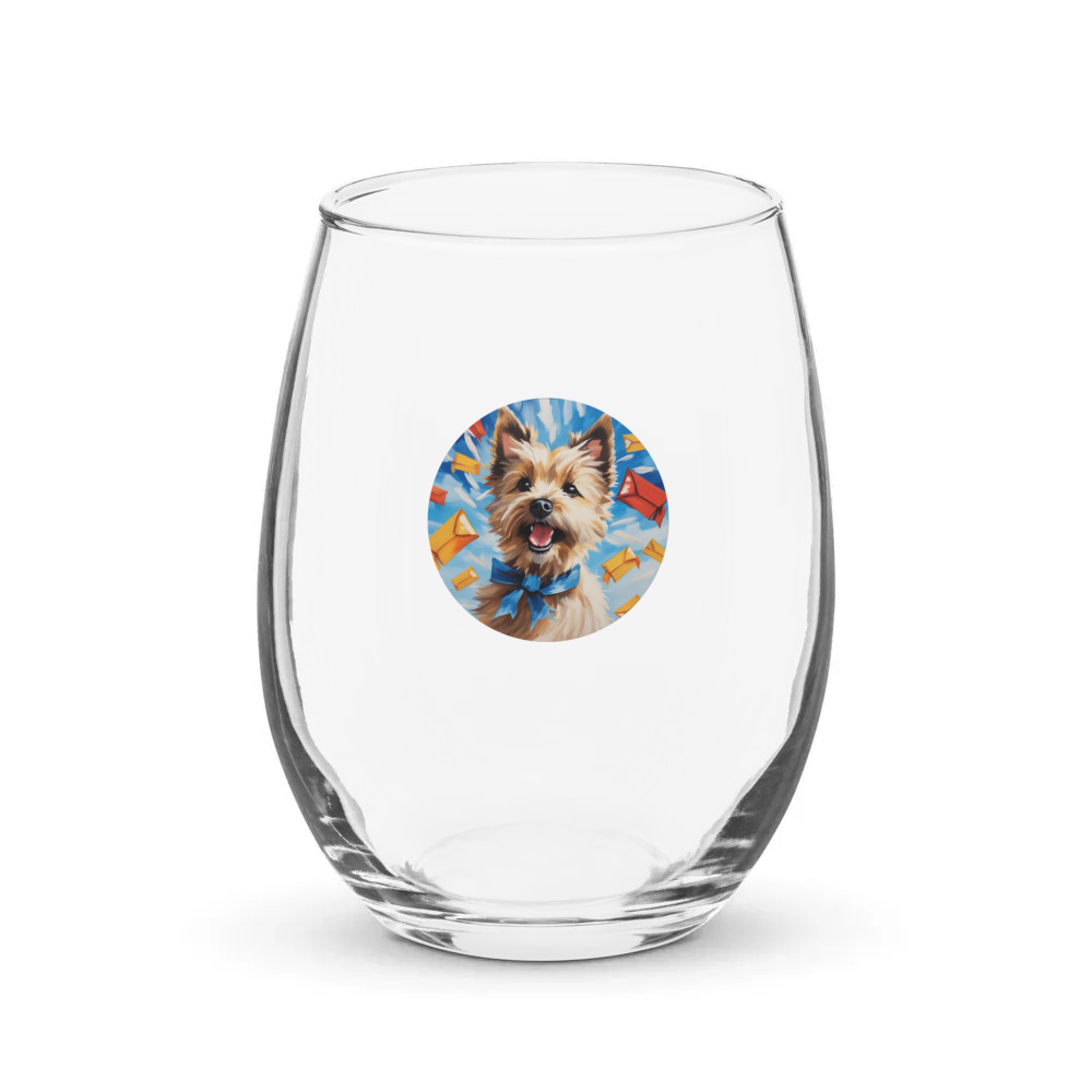 PugMug Custom Cairn Terrier Stemless Wine Glass