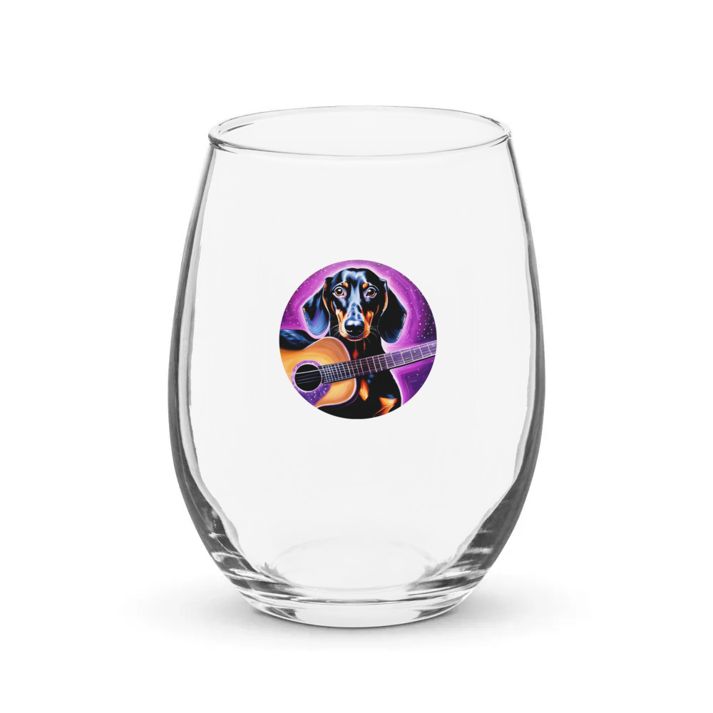 PugMug Custom Black Dachshund Stemless Wine Glass