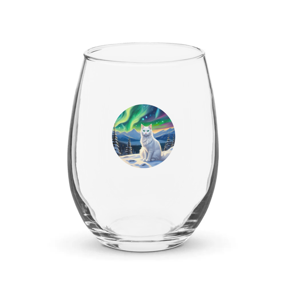 PugMug Custom White Companion Cat Stemless Wine Glass