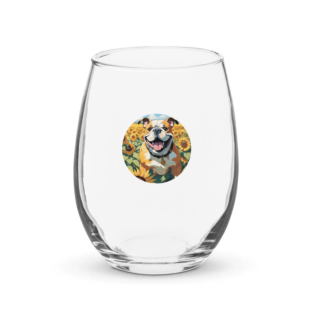 PugMug Custom Bulldog Stemless Wine Glass
