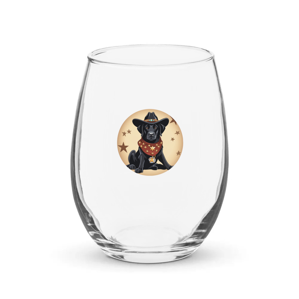 PugMug Custom Black Labrador Retriever Stemless Wine Glass