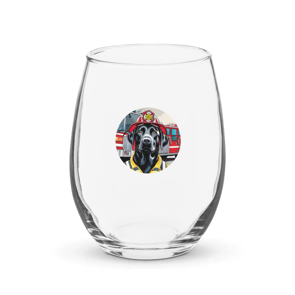 PugMug Custom Black Labrador Retriever Stemless Wine Glass