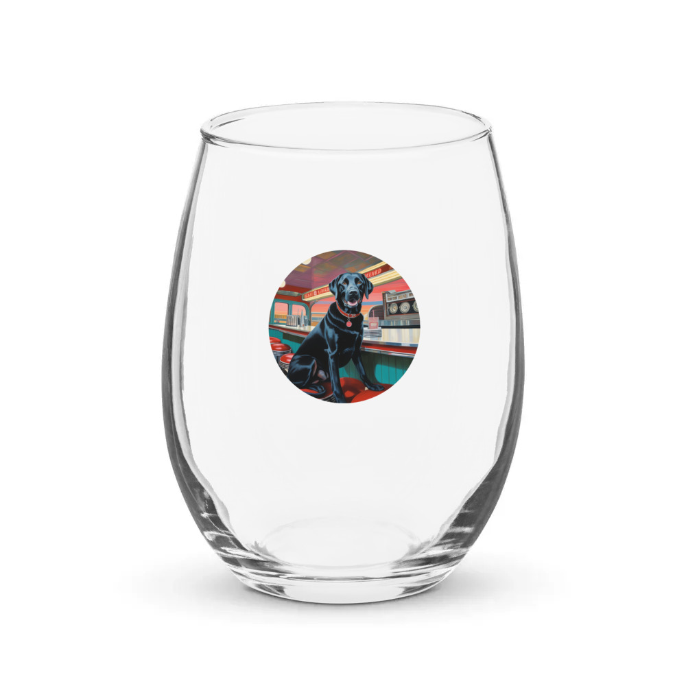 PugMug Custom Black Labrador Retriever Stemless Wine Glass