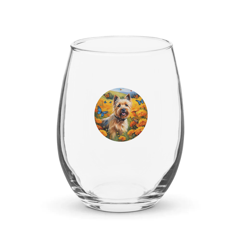 PugMug Custom Cairn Terrier Stemless Wine Glass
