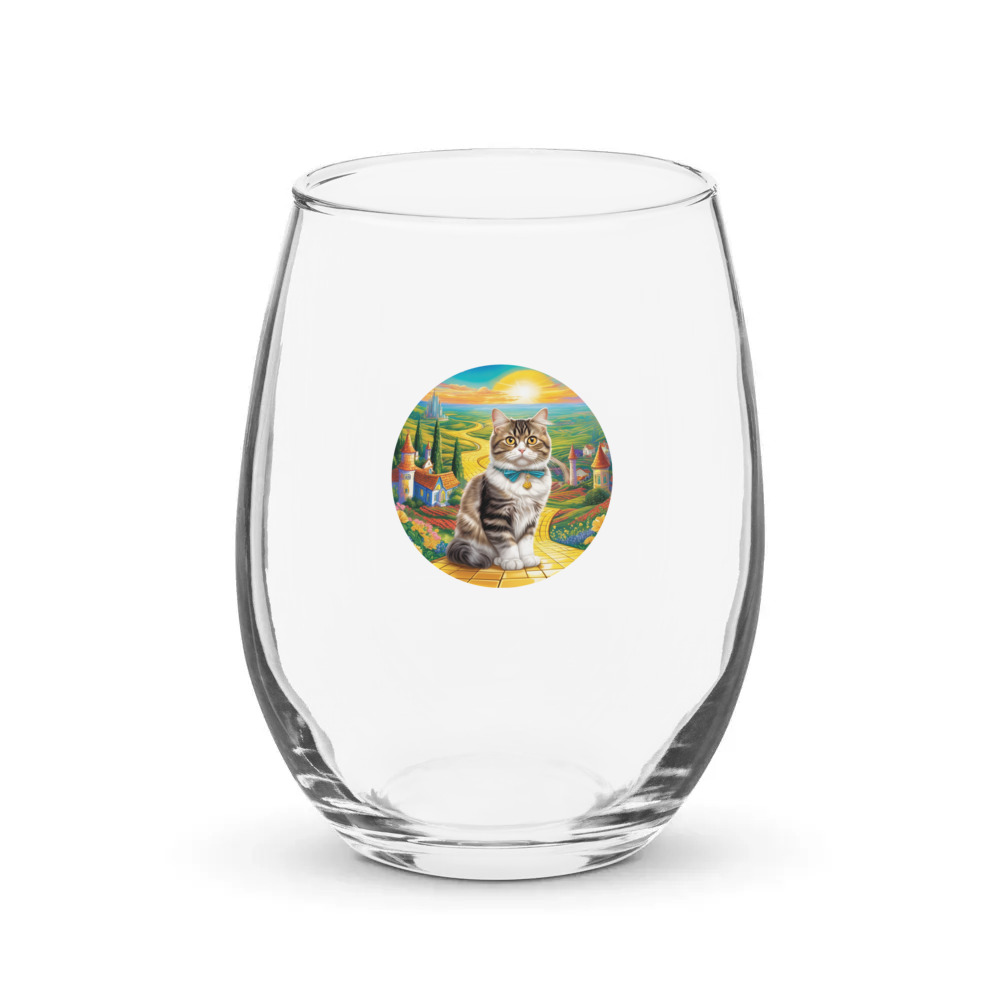 PugMug Custom Tabby Persian Cat Stemless Wine Glass