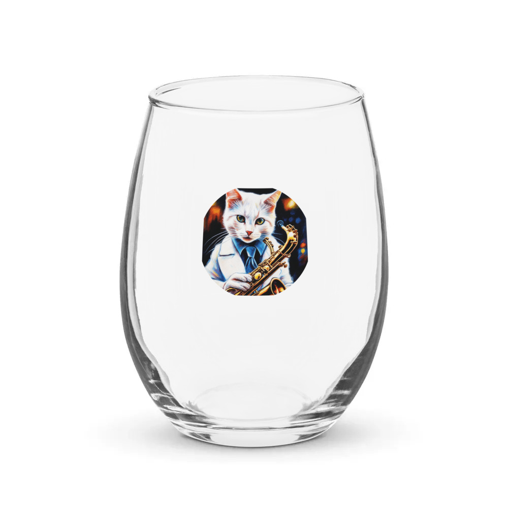 PugMug Custom White Companion Cat Stemless Wine Glass