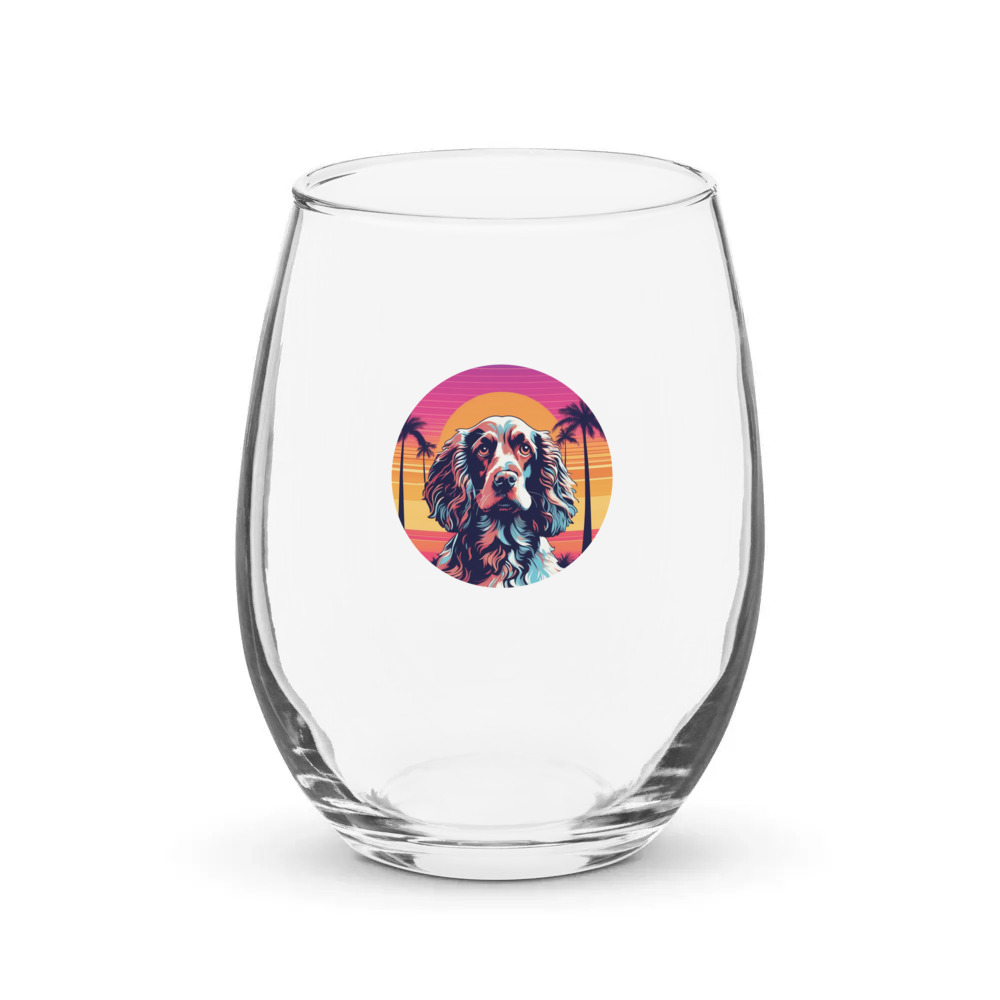 PugMug Custom English Cocker Spaniel Stemless Wine Glass