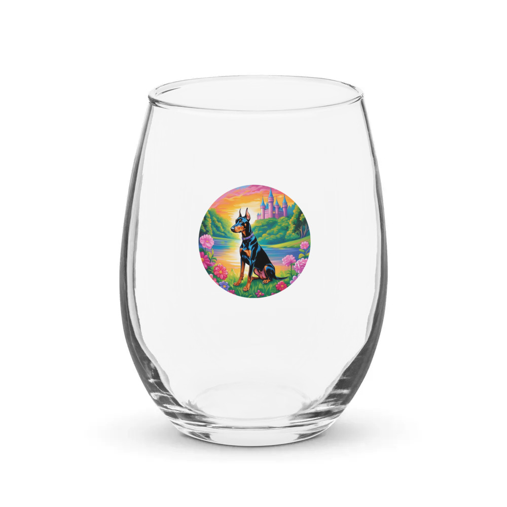 PugMug Custom Doberman Pinscher Stemless Wine Glass