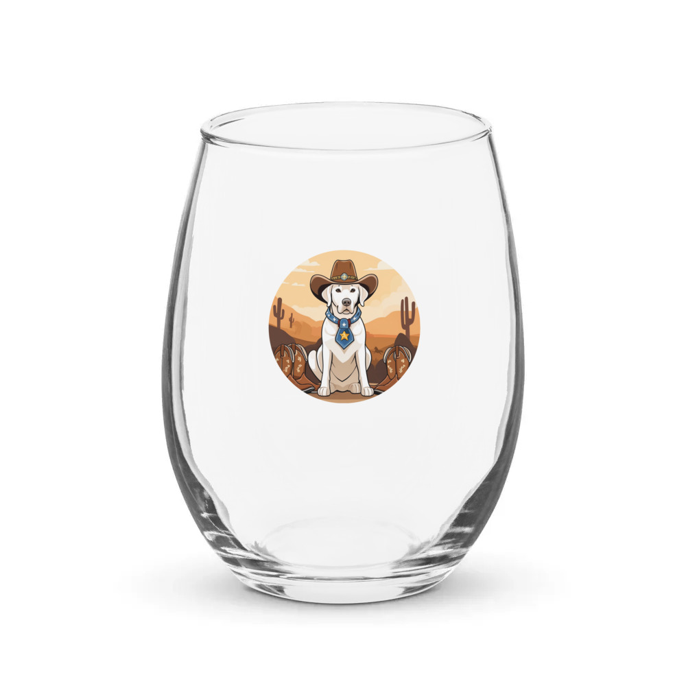 PugMug Custom White Labrador Retriever Stemless Wine Glass