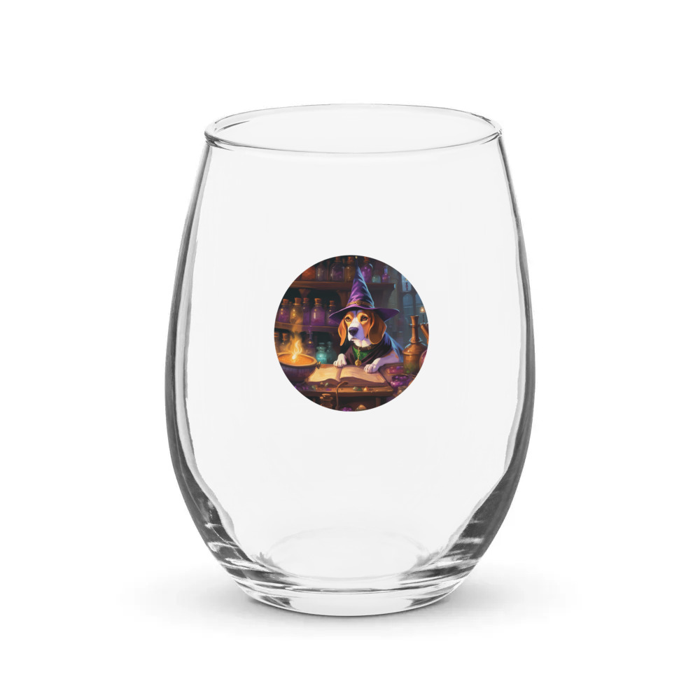 PugMug Custom Beagle Stemless Wine Glass