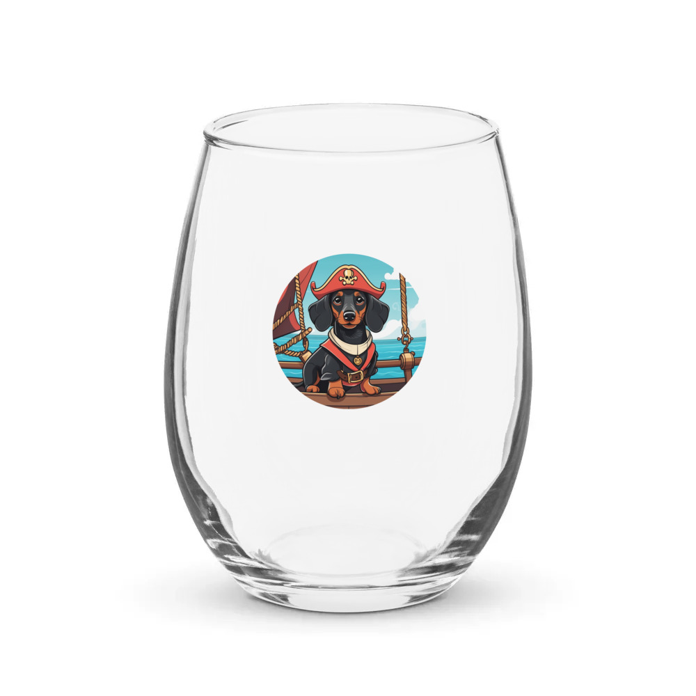 PugMug Custom Black Dachshund Stemless Wine Glass