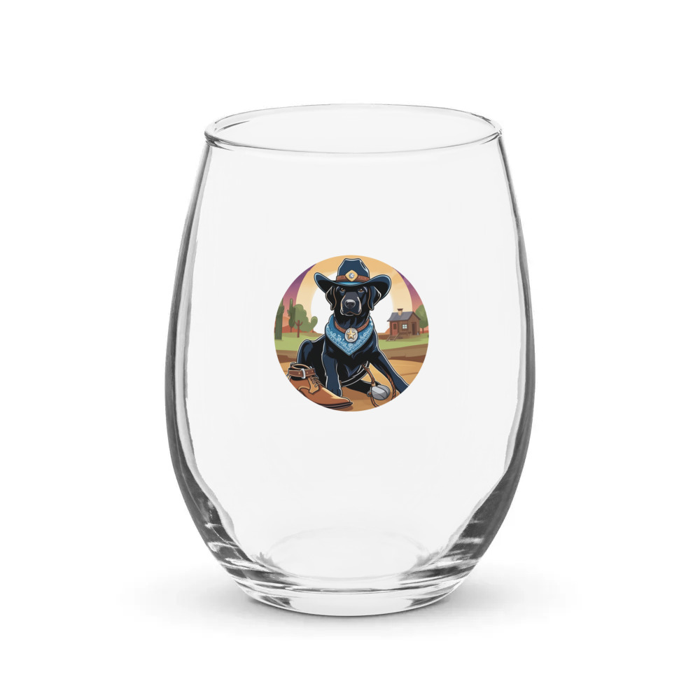 PugMug Custom Black Labrador Retriever Stemless Wine Glass